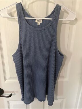 BKE Blue Ribbed Razor Back Knit Tank